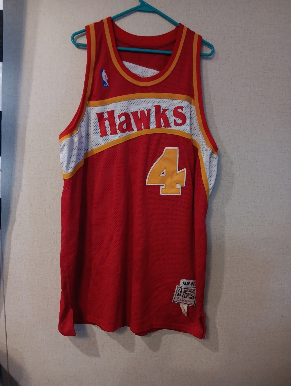 Mitchell & Ness Atlanta Hawks 1986-87 Spud Webb Authentic Road Red Jersey Sz 56